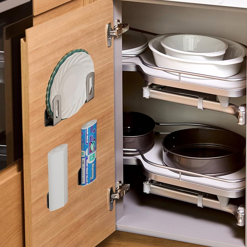 Aogigigio Under Cabinet Cutting Board Holder - 4 Pcs Cutting Board Holder Pot Lids Rack Storage Stainless Steel Under Shelf Counter Chopping Board(Grey) - Image 4